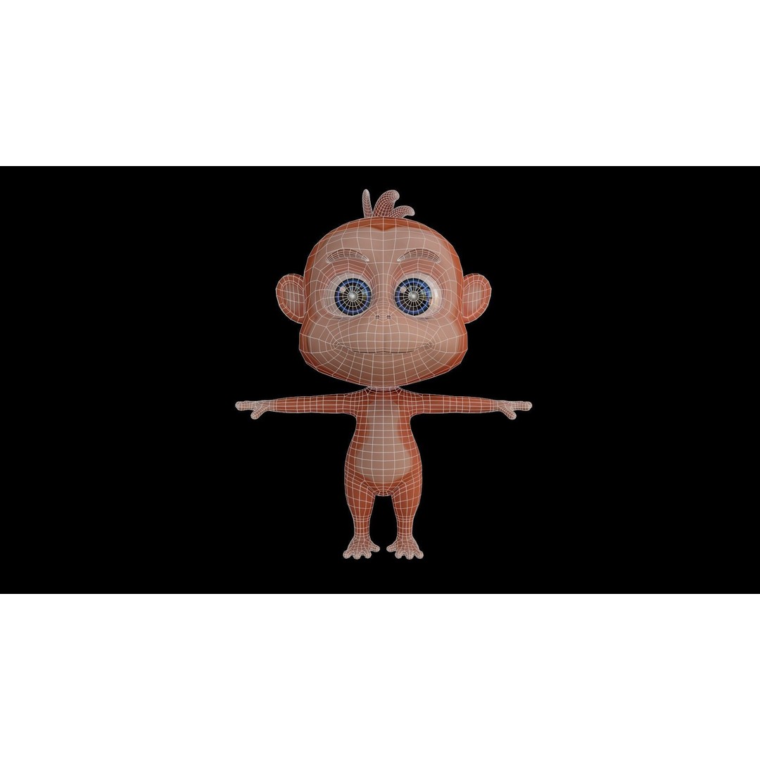 Monkey 3D Model – Low Poly Cartoon Character, FBX, Game Ready - View 12