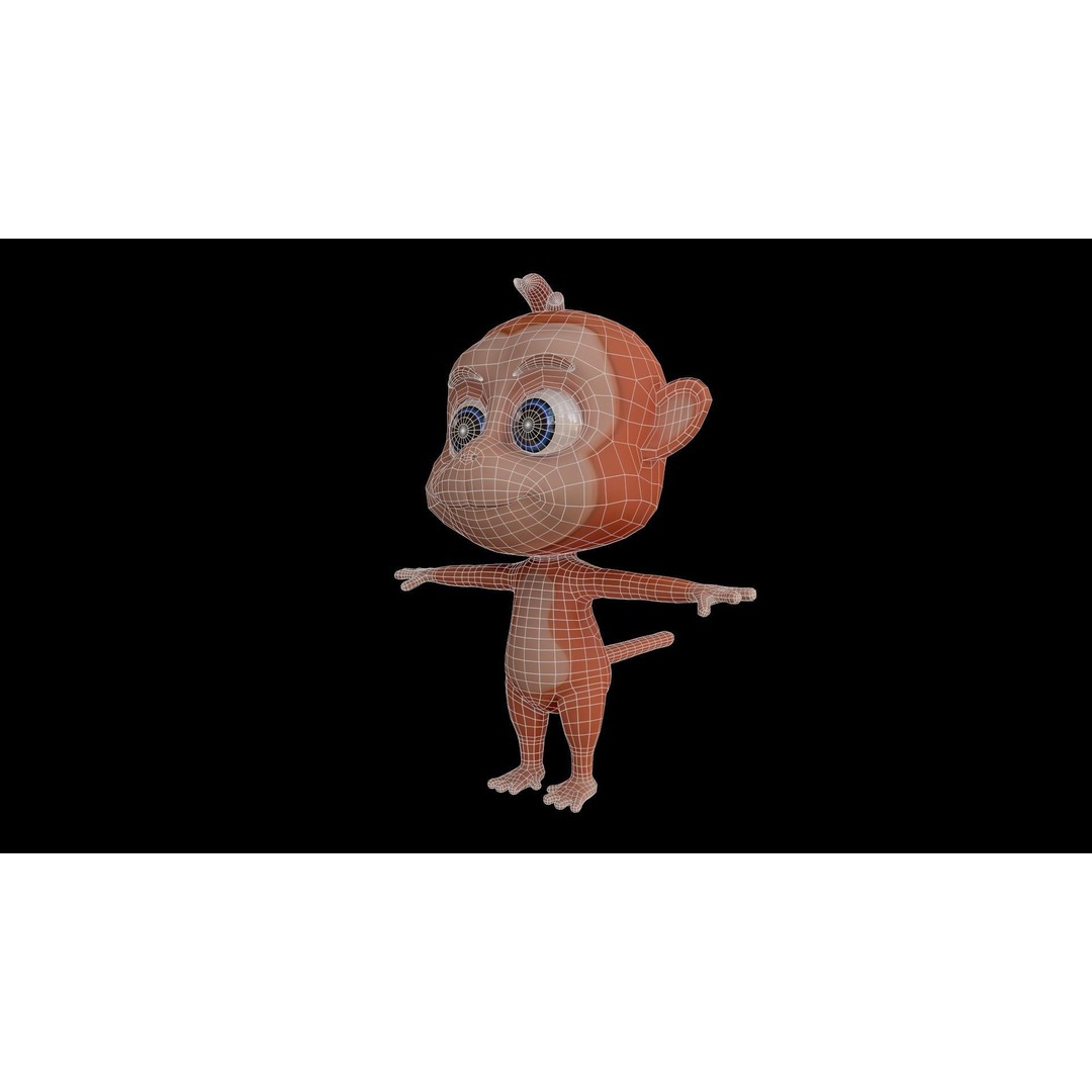 Monkey 3D Model – Low Poly Cartoon Character, FBX, Game Ready - View 14