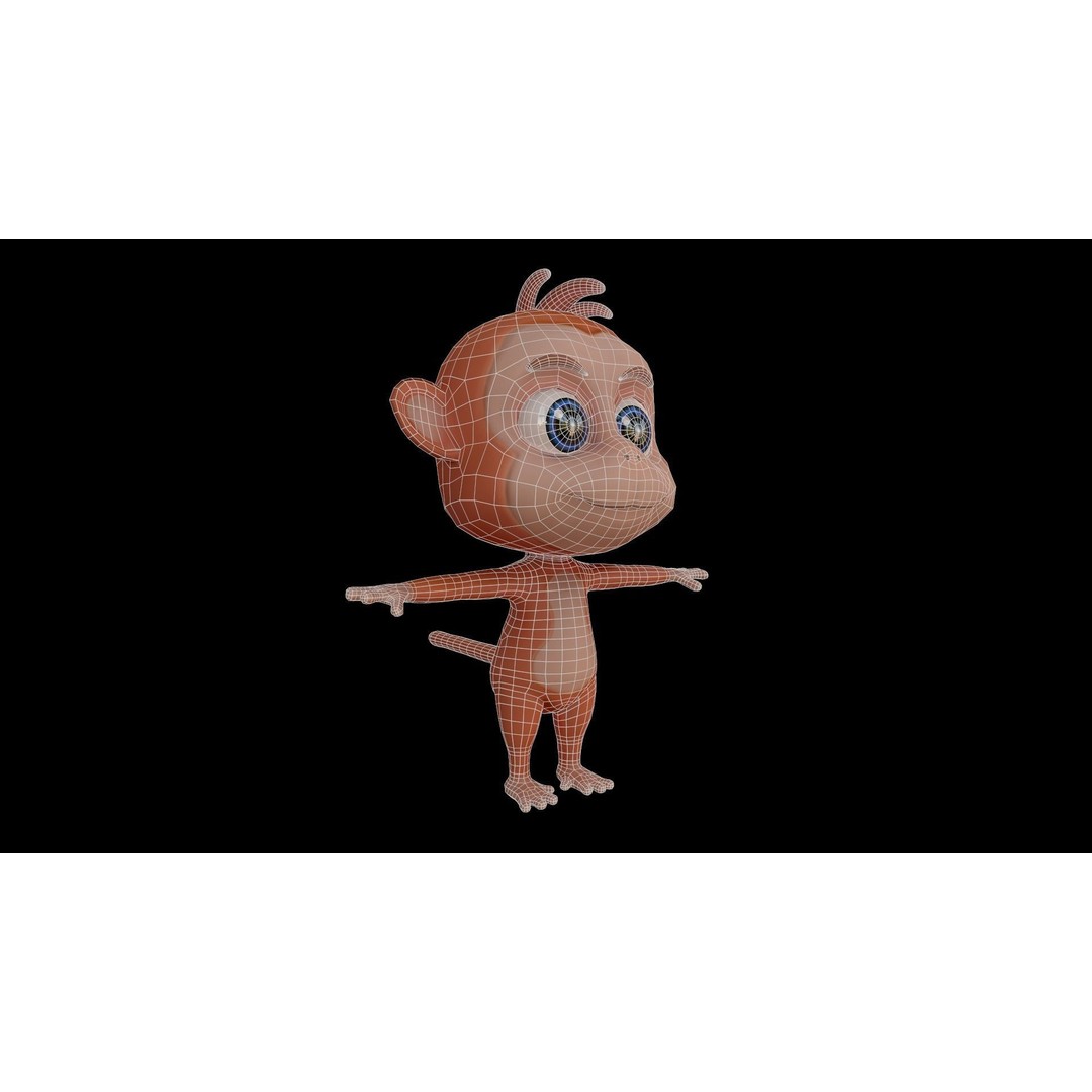 Monkey 3D Model – Low Poly Cartoon Character, FBX, Game Ready - View 15
