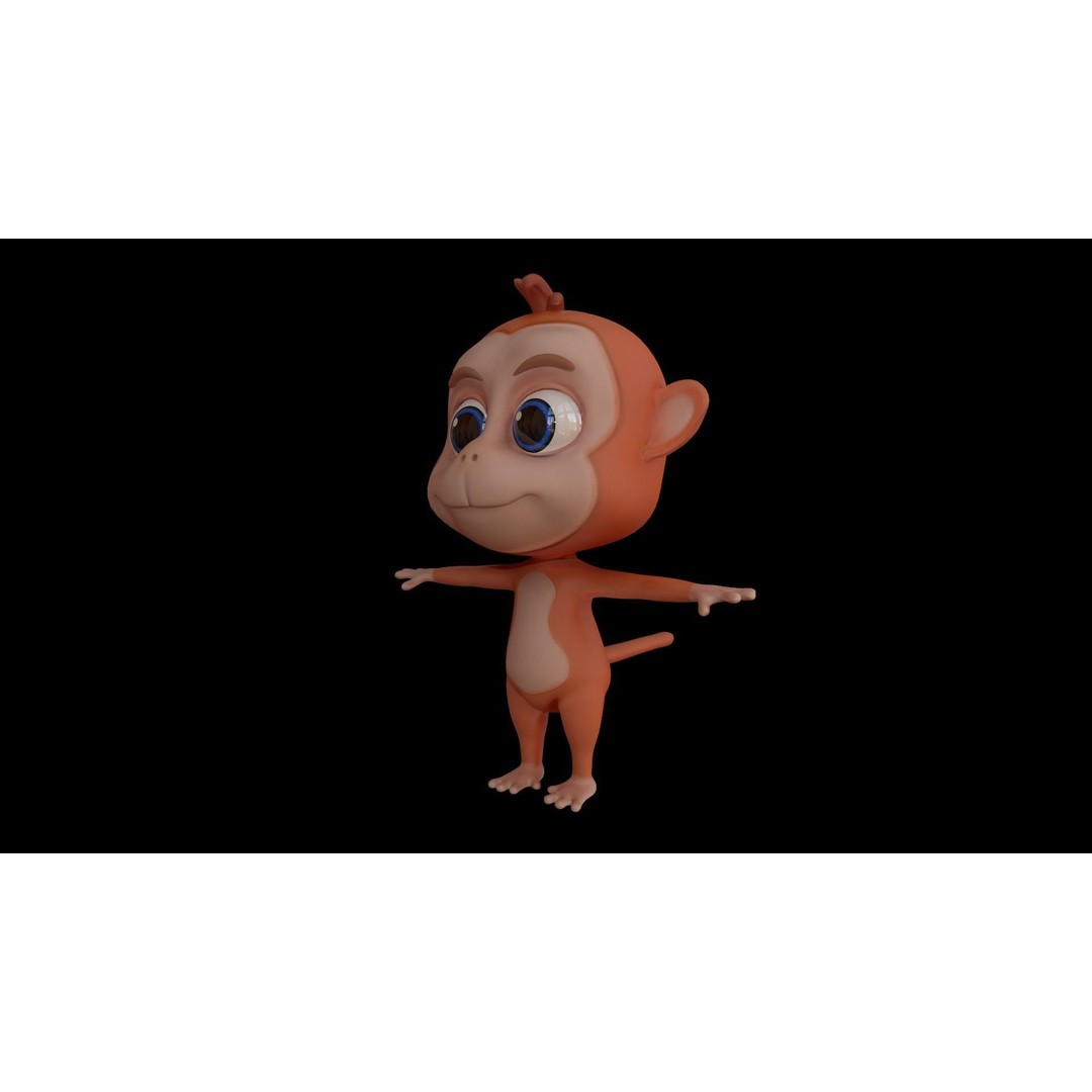 Monkey 3D Model – Low Poly Cartoon Character, FBX, Game Ready - View 4