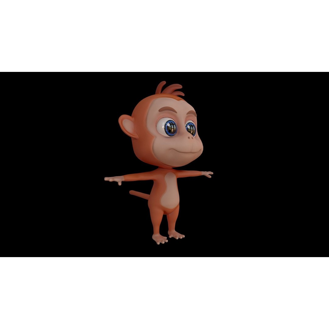 Monkey 3D Model – Low Poly Cartoon Character, FBX, Game Ready - View 5