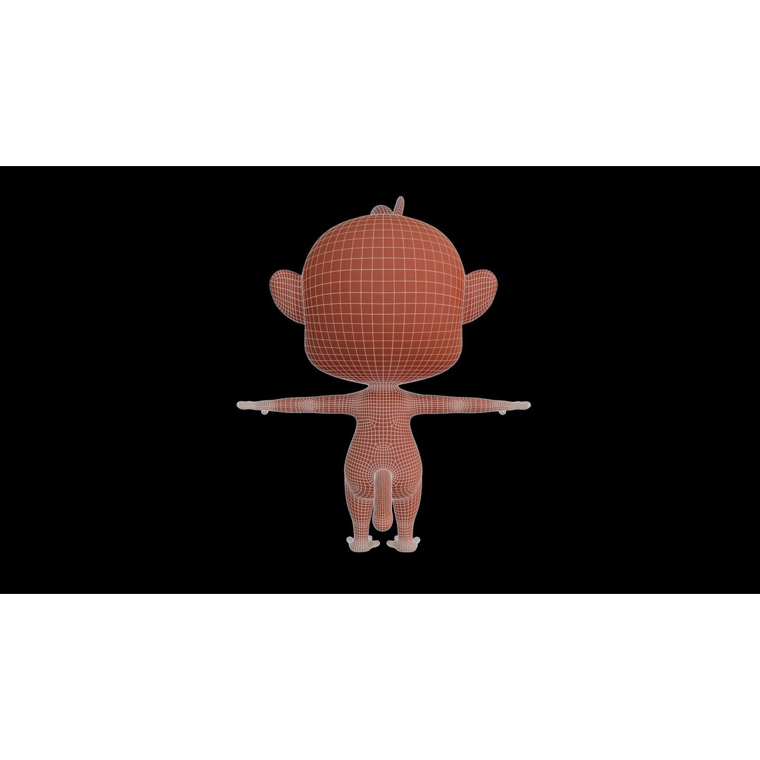 Monkey 3D Model – Low Poly Cartoon Character, FBX, Game Ready - View 8