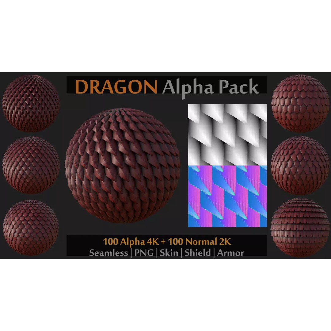 100 Alpha and Normal Maps 3D Model – Textures for ZBrush and Blender - View 2
