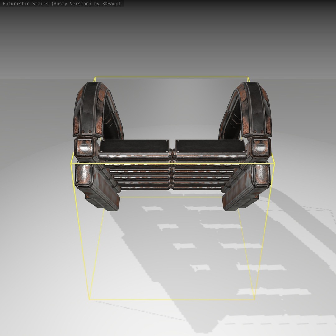 Futuristic Stairs 3D Model – Low Poly Rusty Textures, Game Ready - View 4