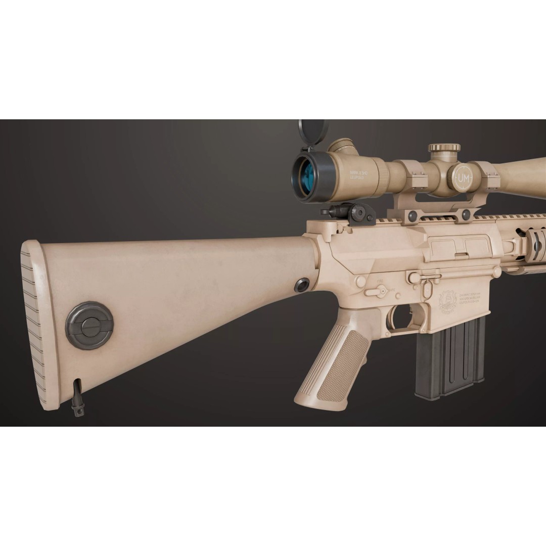 Sniper Rifle 07 Sandal 3D Model – Low Poly Game Asset, PBR Textures - View 11