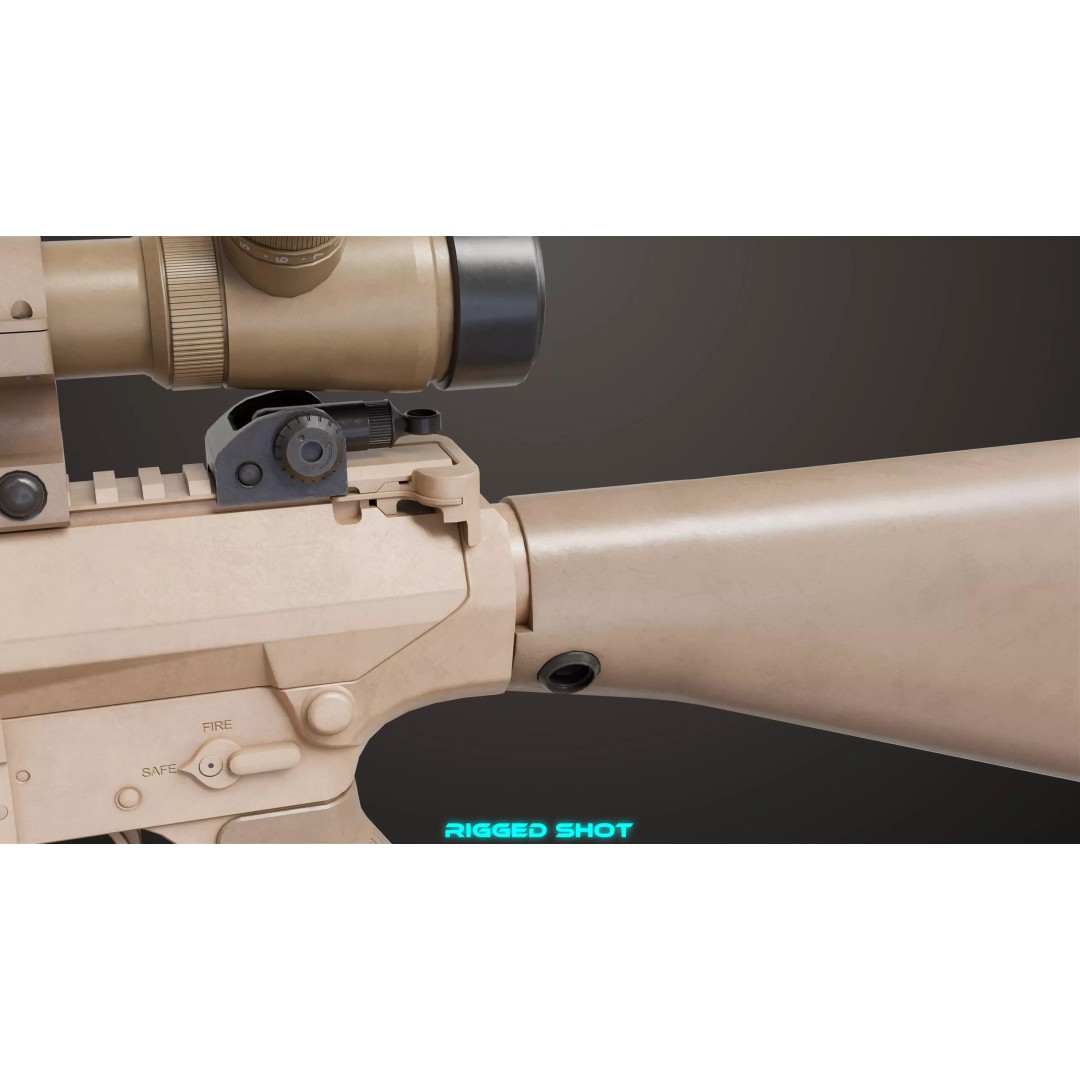 Sniper Rifle 07 Sandal 3D Model – Low Poly Game Asset, PBR Textures - View 17