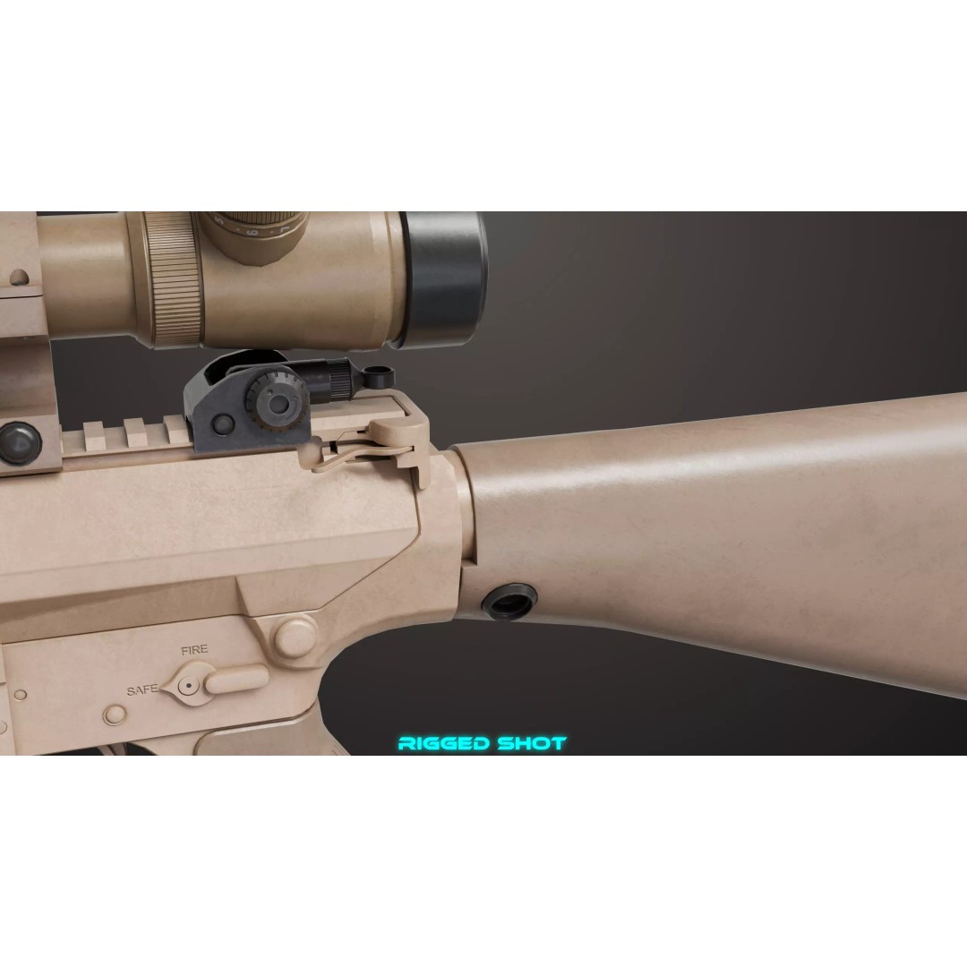 Sniper Rifle 07 Sandal 3D Model – Low Poly Game Asset, PBR Textures - View 18