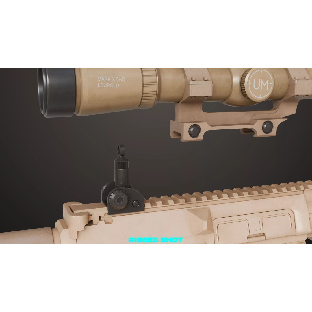 Sniper Rifle 07 Sandal 3D Model – Low Poly Game Asset, PBR Textures - View 25