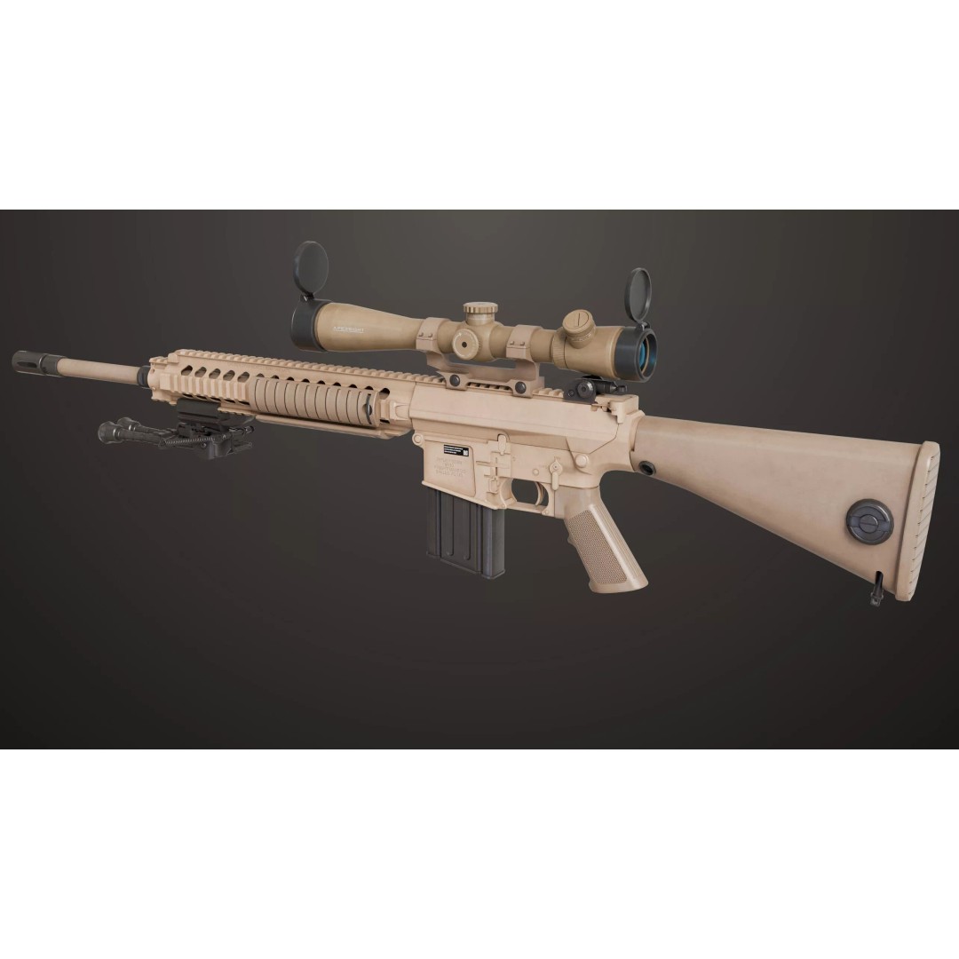 Sniper Rifle 07 Sandal 3D Model – Low Poly Game Asset, PBR Textures - View 29