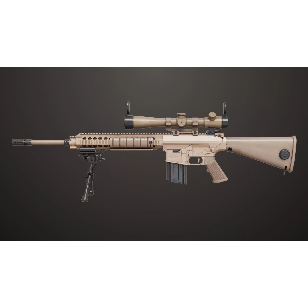 Sniper Rifle 07 Sandal 3D Model – Low Poly Game Asset, PBR Textures - View 3