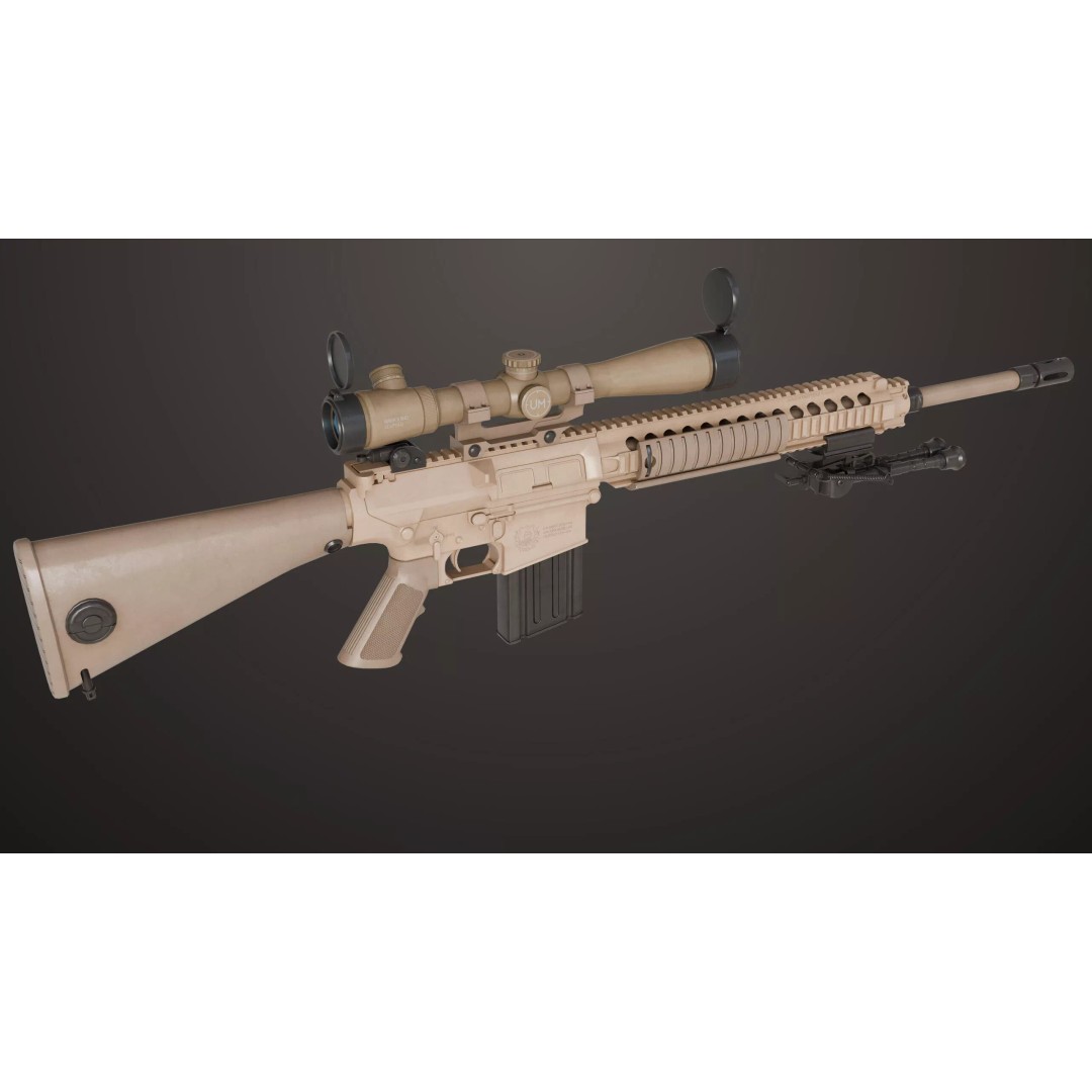 Sniper Rifle 07 Sandal 3D Model – Low Poly Game Asset, PBR Textures - View 30
