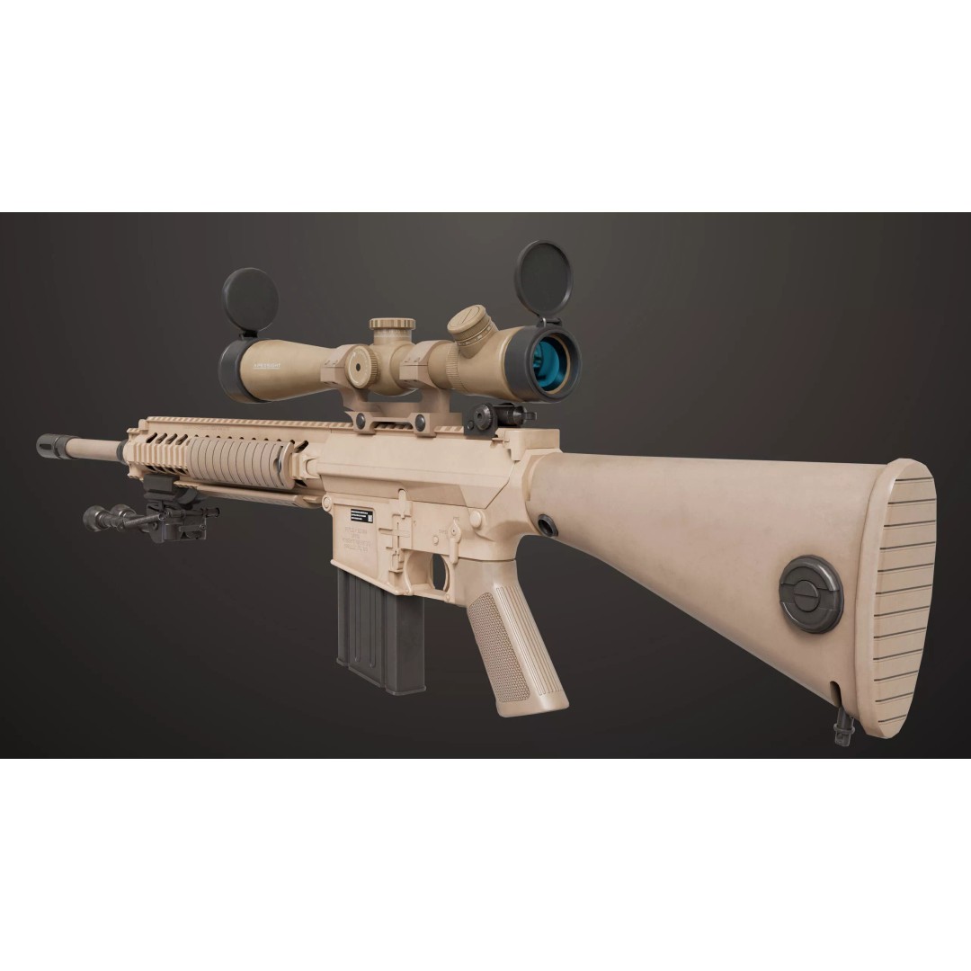 Sniper Rifle 07 Sandal 3D Model – Low Poly Game Asset, PBR Textures - View 33