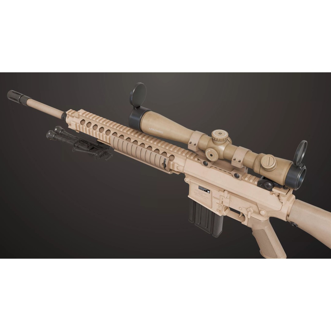 Sniper Rifle 07 Sandal 3D Model – Low Poly Game Asset, PBR Textures - View 36