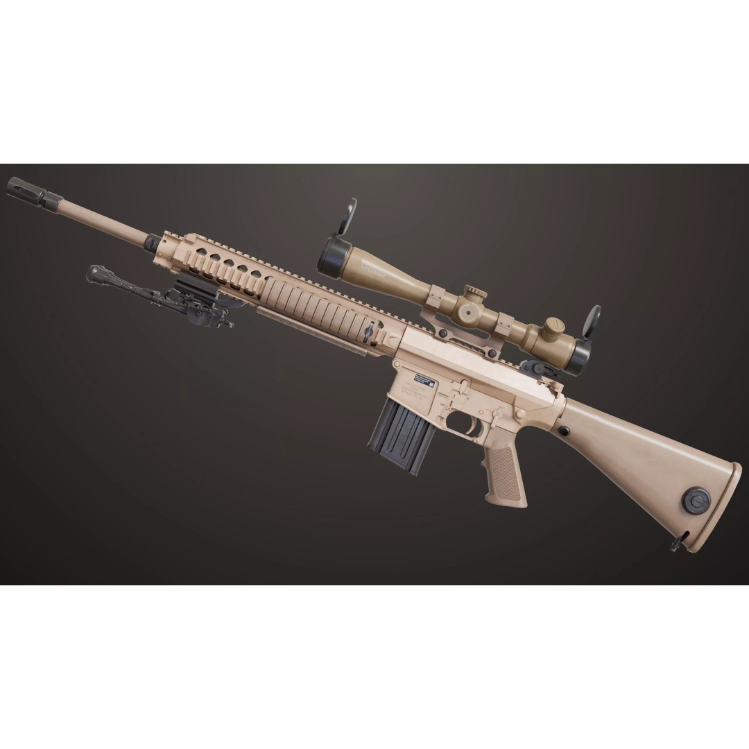 Sniper Rifle 07 Sandal 3D Model – Low Poly Game Asset, PBR Textures - View 37