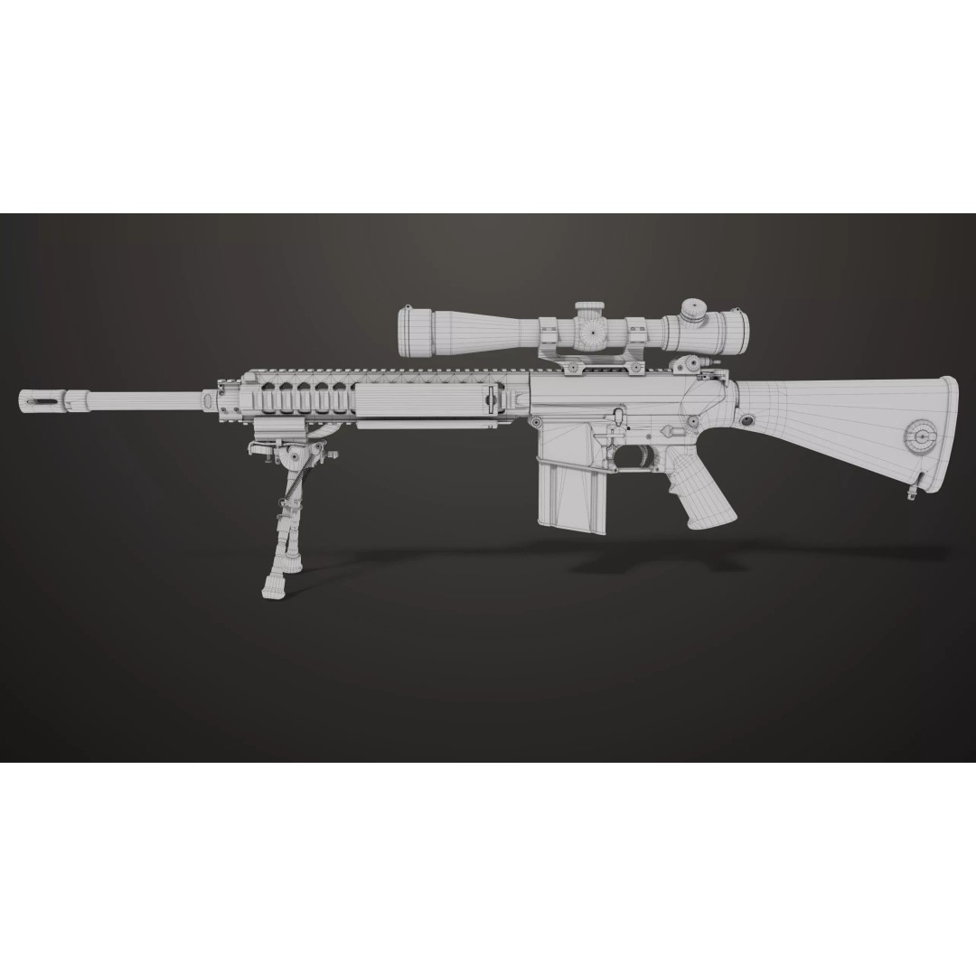 Sniper Rifle 07 Sandal 3D Model – Low Poly Game Asset, PBR Textures - View 38