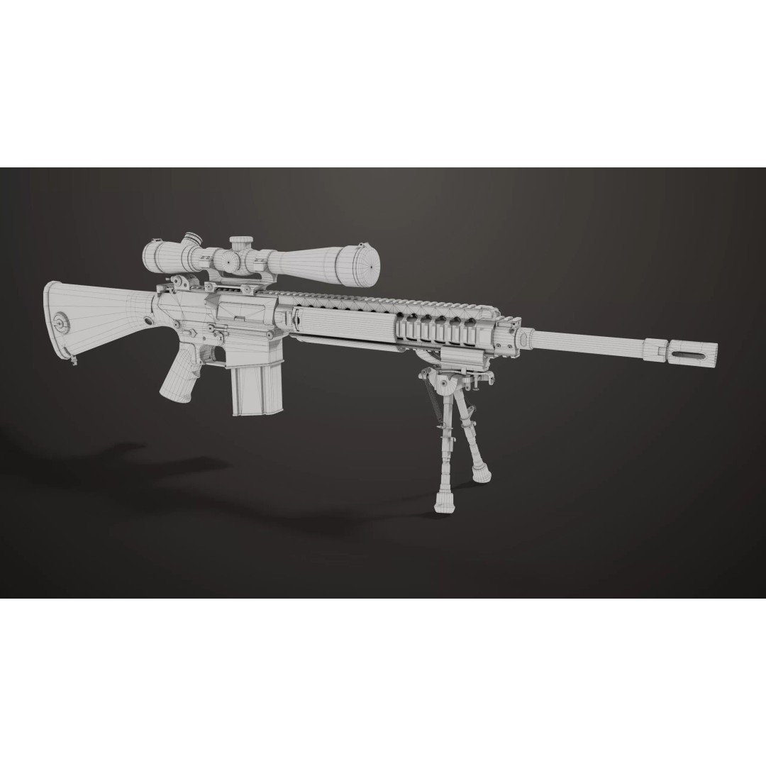 Sniper Rifle 07 Sandal 3D Model – Low Poly Game Asset, PBR Textures - View 39