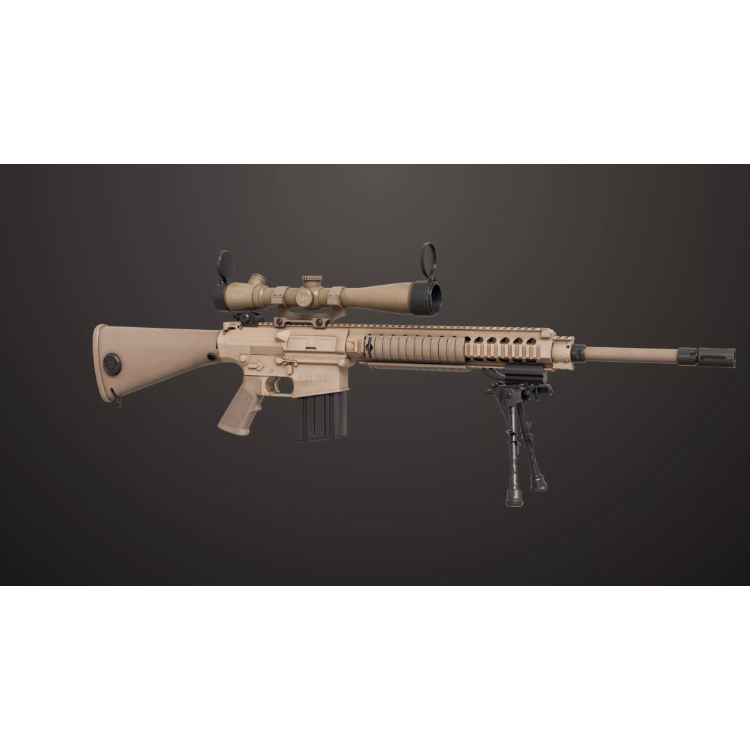 Sniper Rifle 07 Sandal 3D Model – Low Poly Game Asset, PBR Textures - View 4