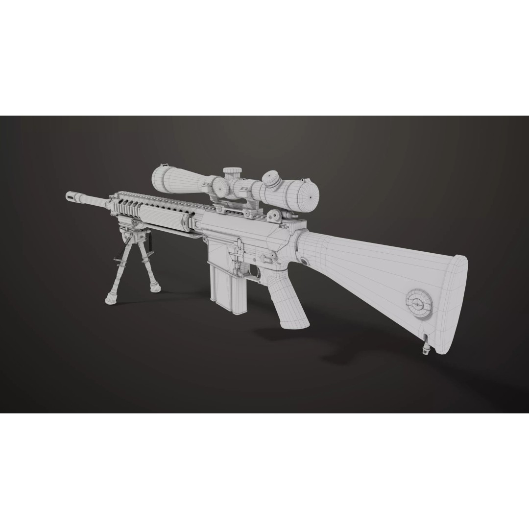 Sniper Rifle 07 Sandal 3D Model – Low Poly Game Asset, PBR Textures - View 41