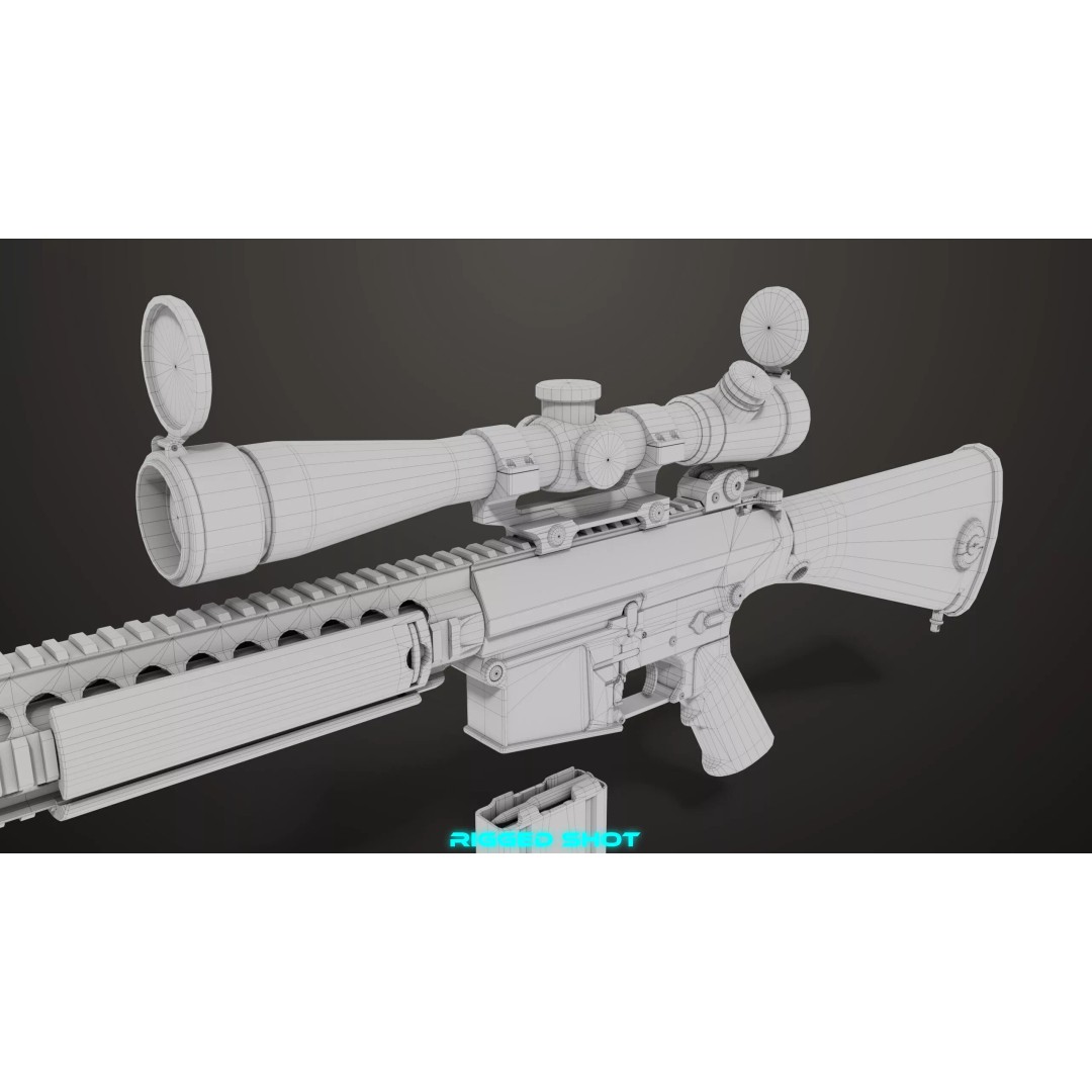 Sniper Rifle 07 Sandal 3D Model – Low Poly Game Asset, PBR Textures - View 48