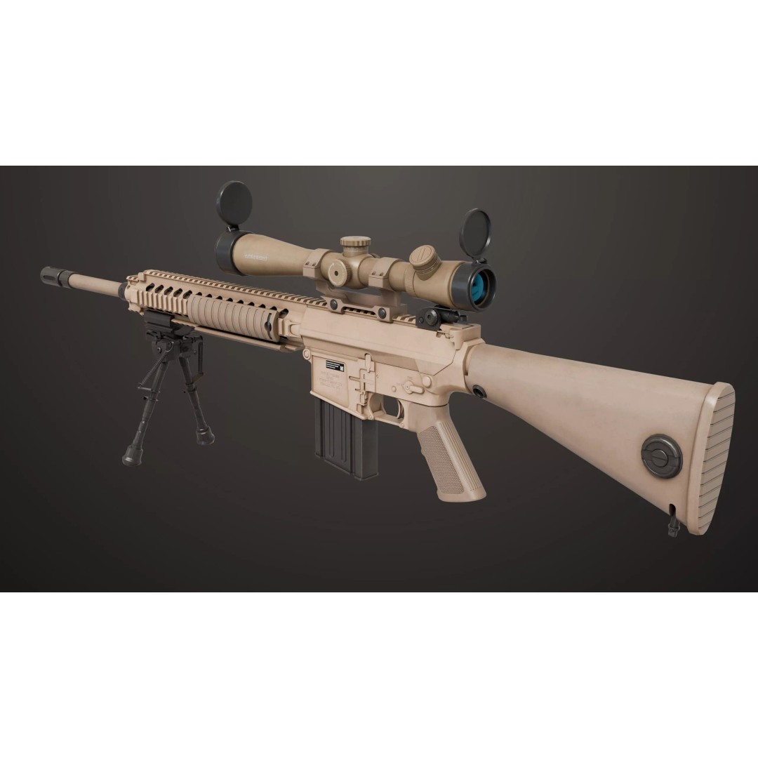 Sniper Rifle 07 Sandal 3D Model – Low Poly Game Asset, PBR Textures - View 5