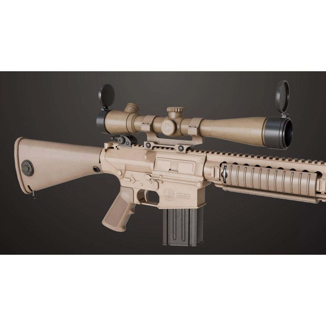 Sniper Rifle 07 Sandal 3D Model – Low Poly Game Asset, PBR Textures - View 8