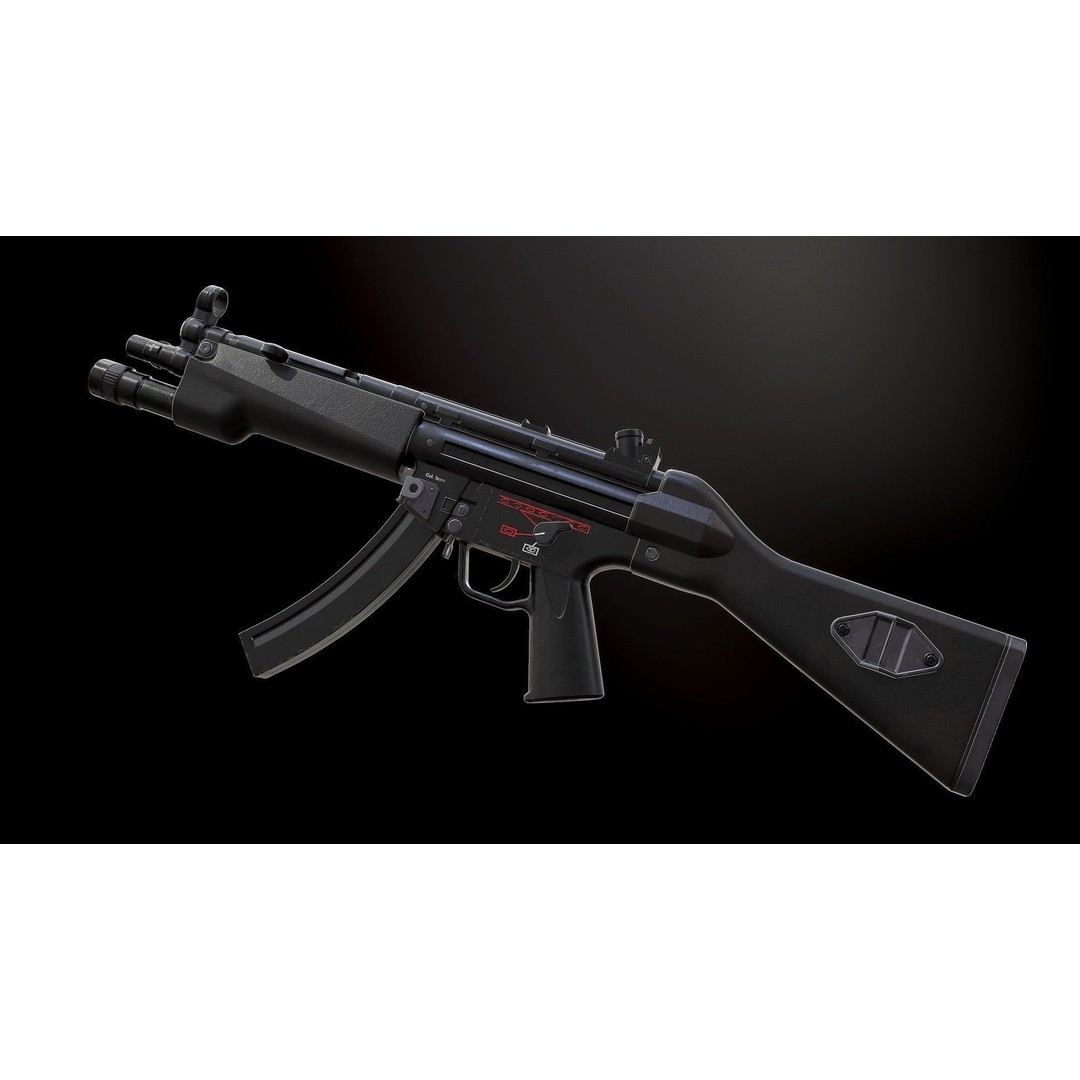 MP5 3D Model – Low Poly Game Ready Submachine Gun, FBX - View 3