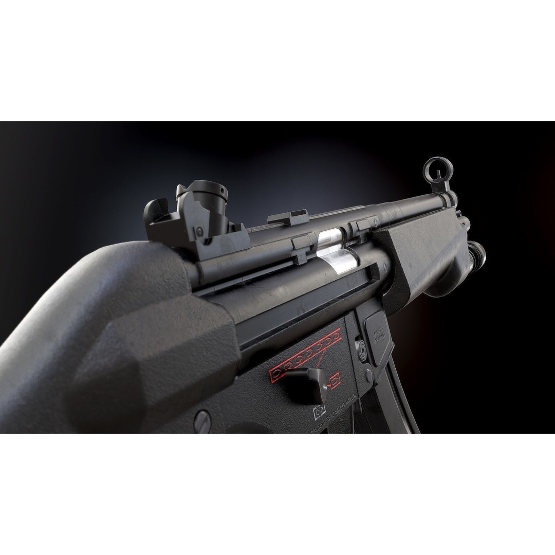 MP5 3D Model – Low Poly Game Ready Submachine Gun, FBX - View 6