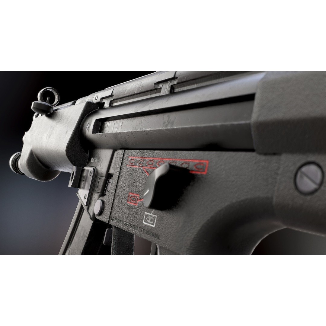 MP5 3D Model – Low Poly Game Ready Submachine Gun, FBX - View 7