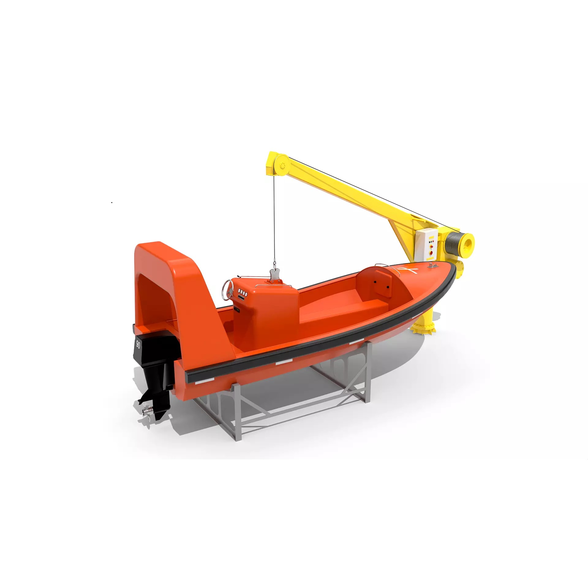 Fast Rescue Boat FRB FRC - Game-Ready 3D Model - View 3