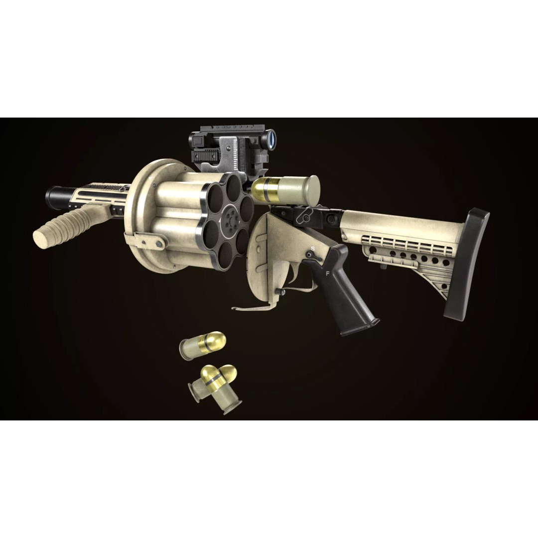 Grenade Launcher 3D Model – Low Poly Game Asset, PBR Textures, FBX - View 11