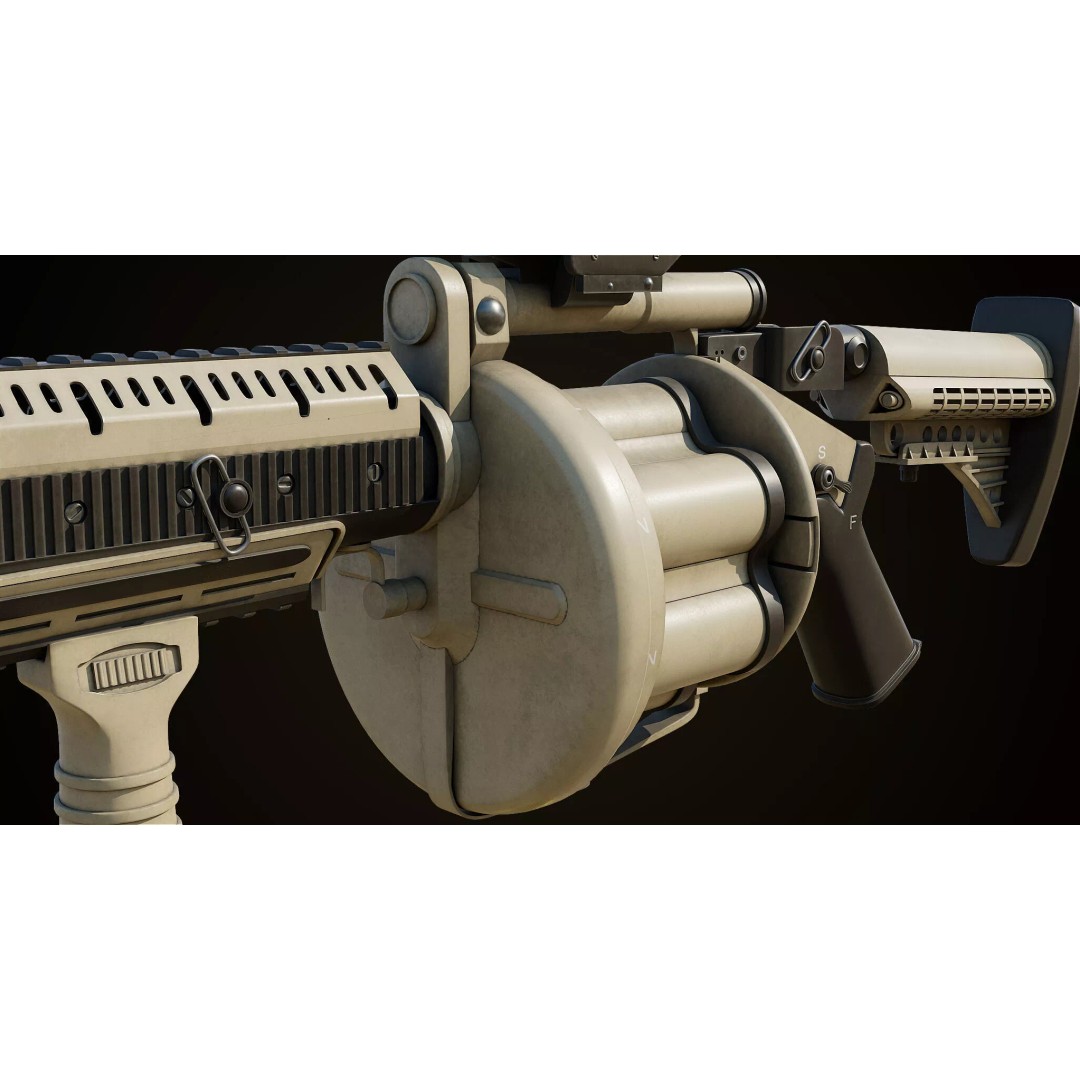 Grenade Launcher 3D Model – Low Poly Game Asset, PBR Textures, FBX - View 13