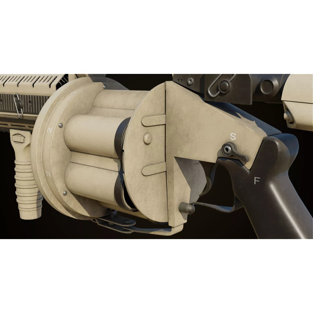 Grenade Launcher 3D Model – Low Poly Game Asset, PBR Textures, FBX - View 14
