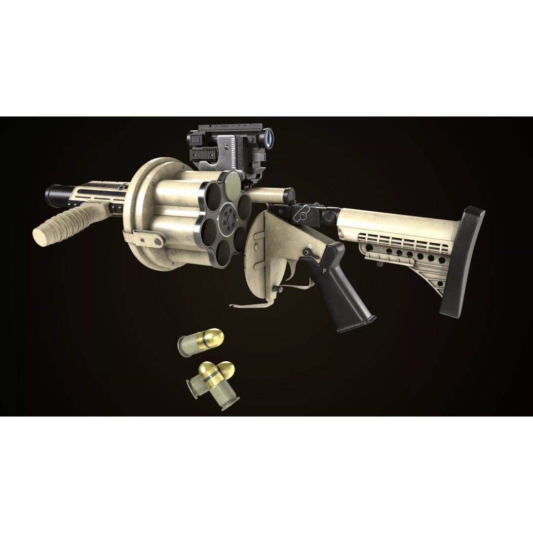 Grenade Launcher 3D Model – Low Poly Game Asset, PBR Textures, FBX - View 15