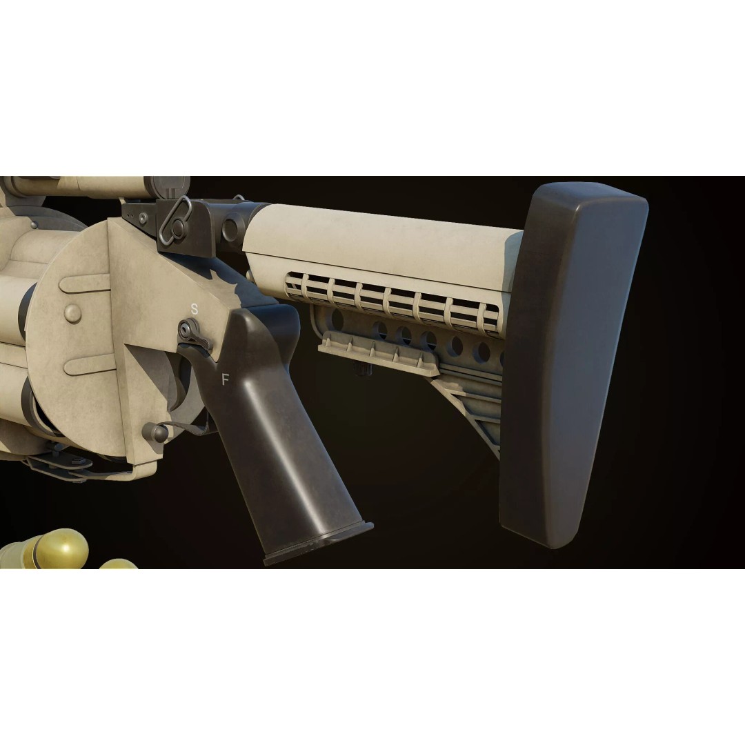 Grenade Launcher 3D Model – Low Poly Game Asset, PBR Textures, FBX - View 16