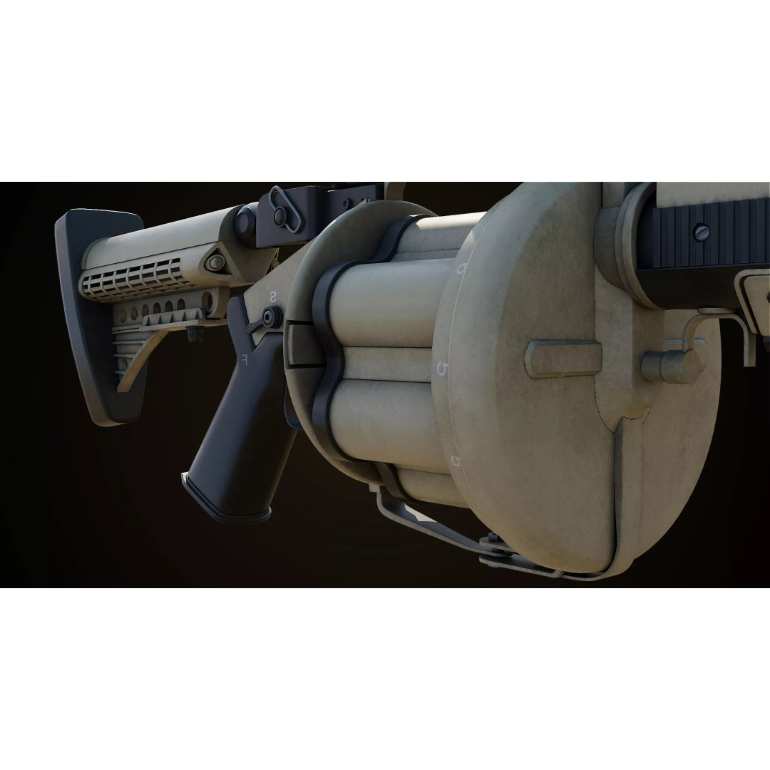 Grenade Launcher 3D Model – Low Poly Game Asset, PBR Textures, FBX - View 20