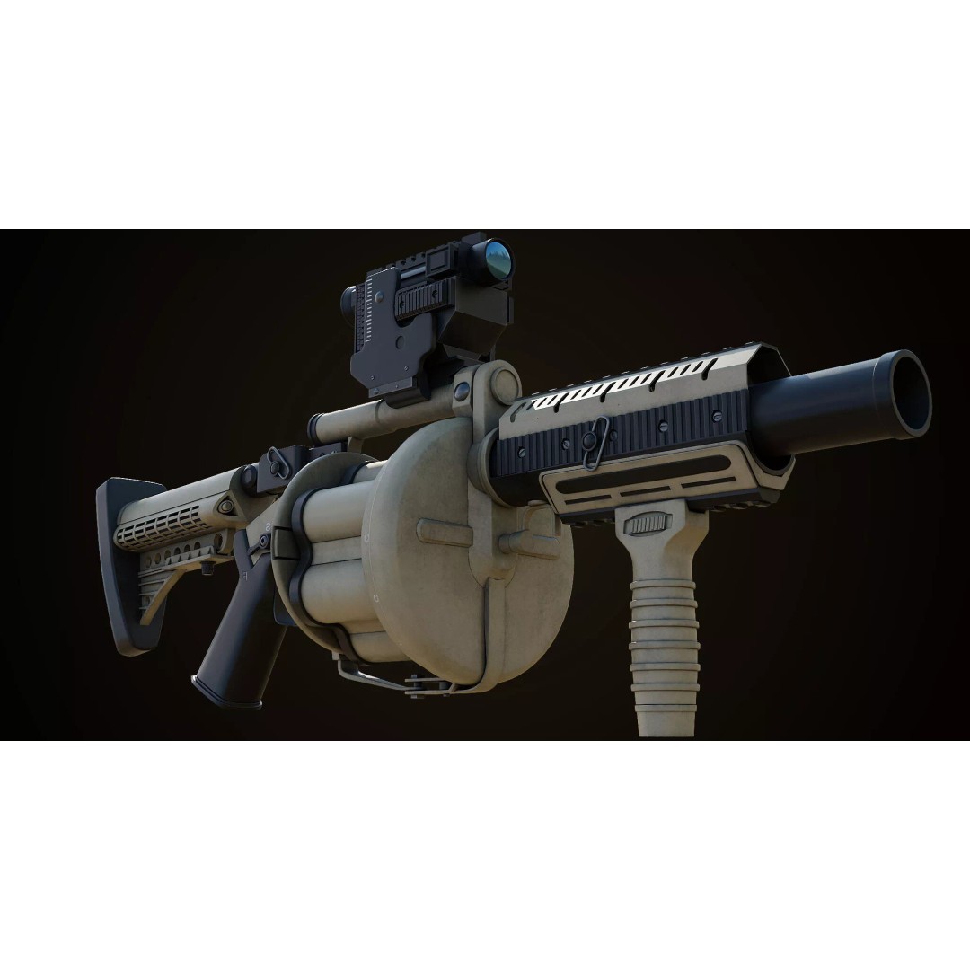 Grenade Launcher 3D Model – Low Poly Game Asset, PBR Textures, FBX - View 22