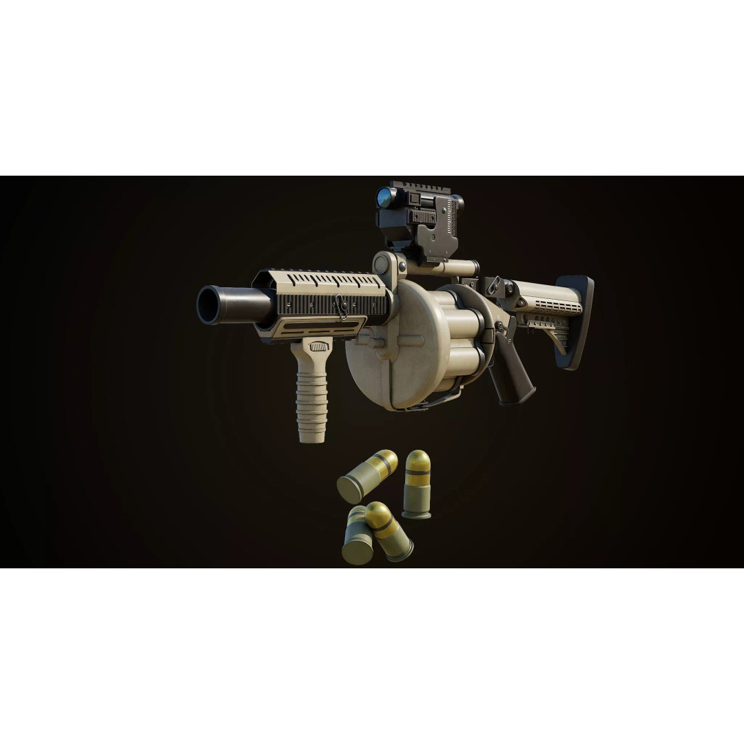 Grenade Launcher 3D Model – Low Poly Game Asset, PBR Textures, FBX - View 23