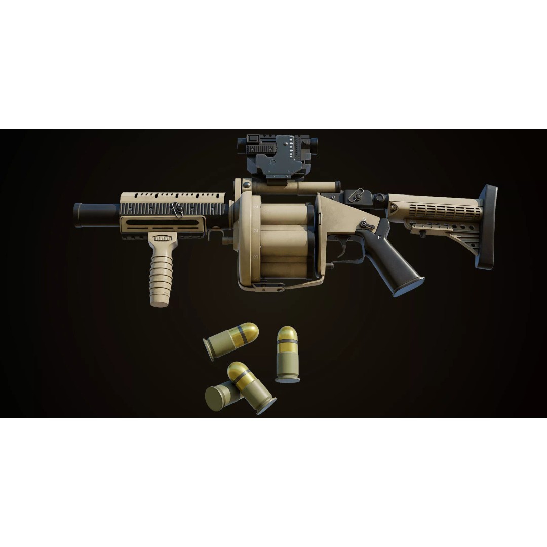 Grenade Launcher 3D Model – Low Poly Game Asset, PBR Textures, FBX - View 24