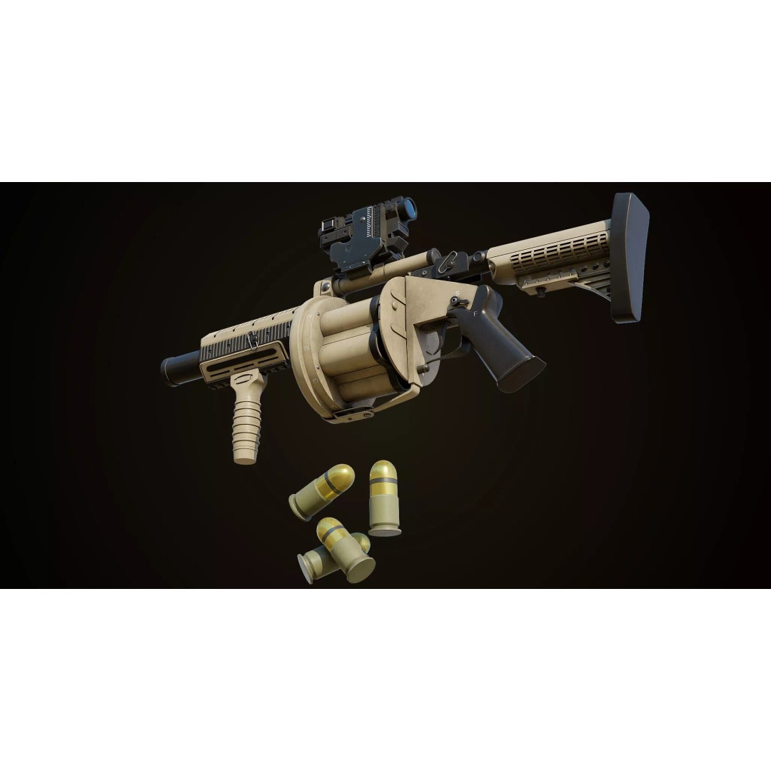 Grenade Launcher 3D Model – Low Poly Game Asset, PBR Textures, FBX - View 25