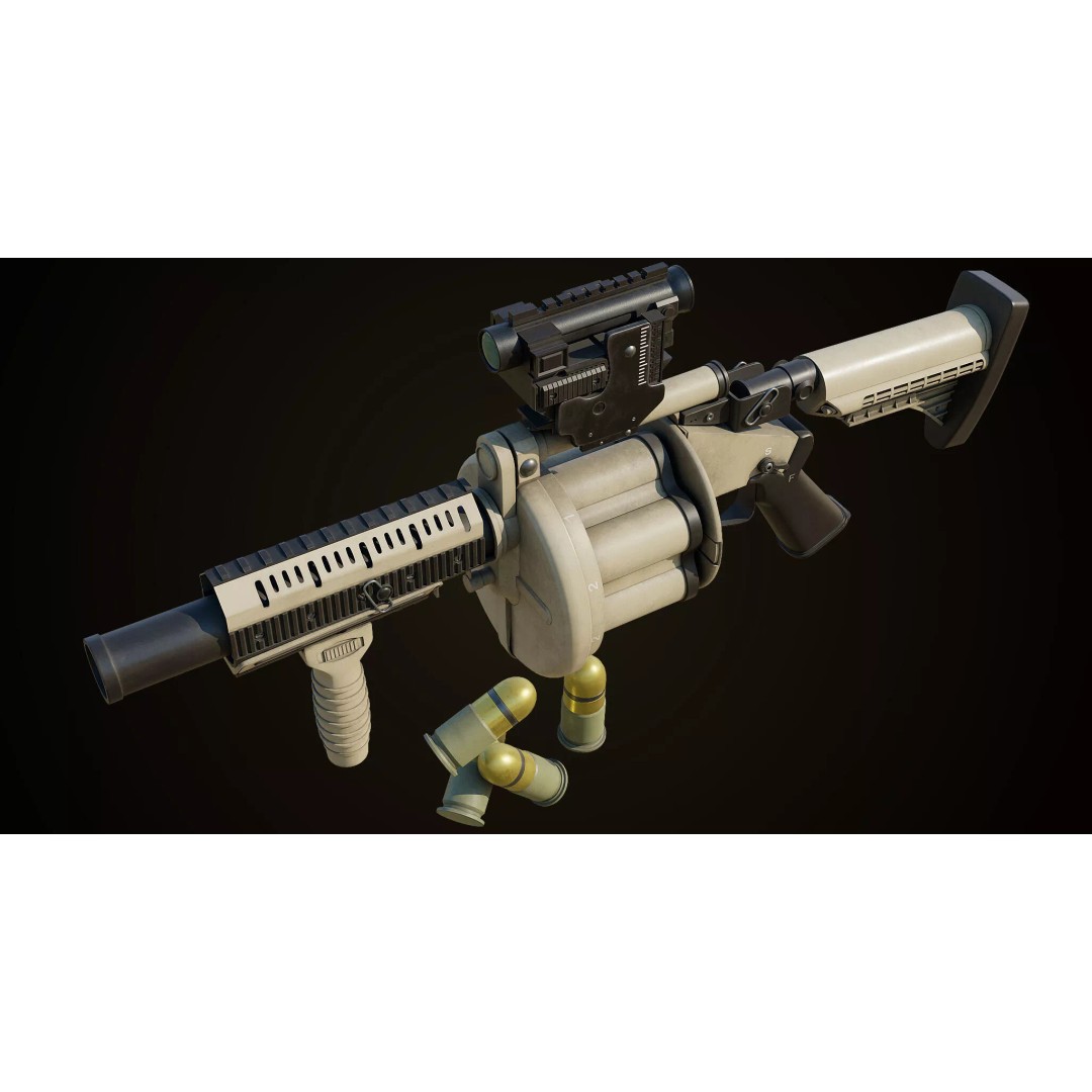 Grenade Launcher 3D Model – Low Poly Game Asset, PBR Textures, FBX - View 26