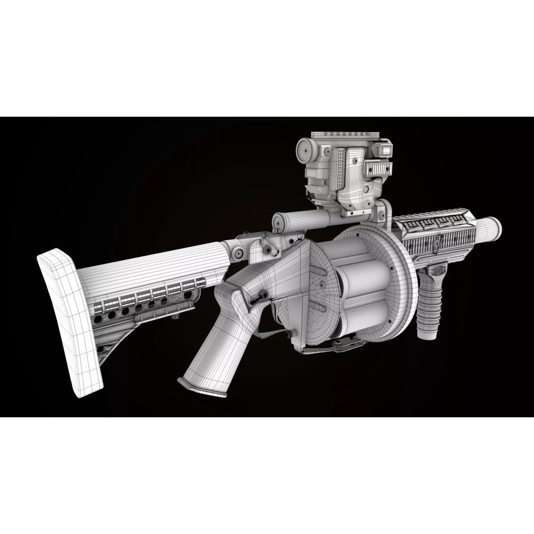 Grenade Launcher 3D Model – Low Poly Game Asset, PBR Textures, FBX - View 29