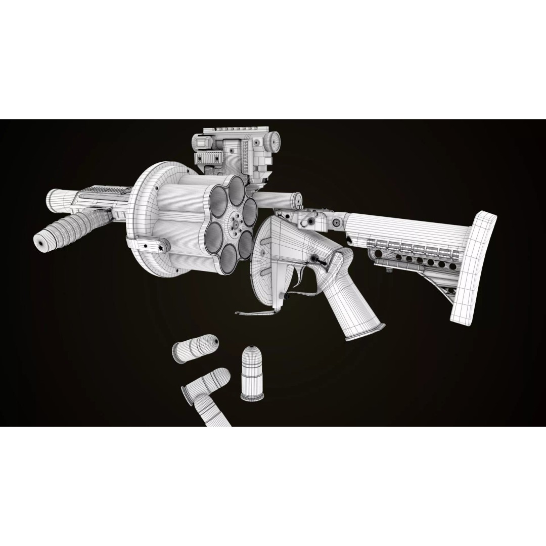 Grenade Launcher 3D Model – Low Poly Game Asset, PBR Textures, FBX - View 30
