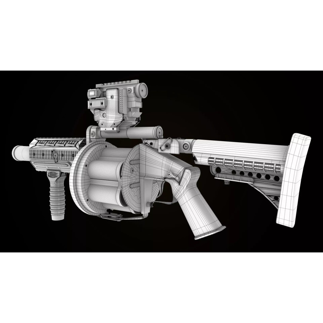 Grenade Launcher 3D Model – Low Poly Game Asset, PBR Textures, FBX - View 31