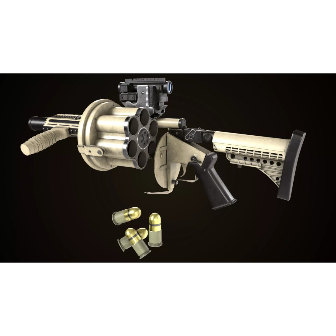 Grenade Launcher 3D Model – Low Poly Game Asset, PBR Textures, FBX - View 4