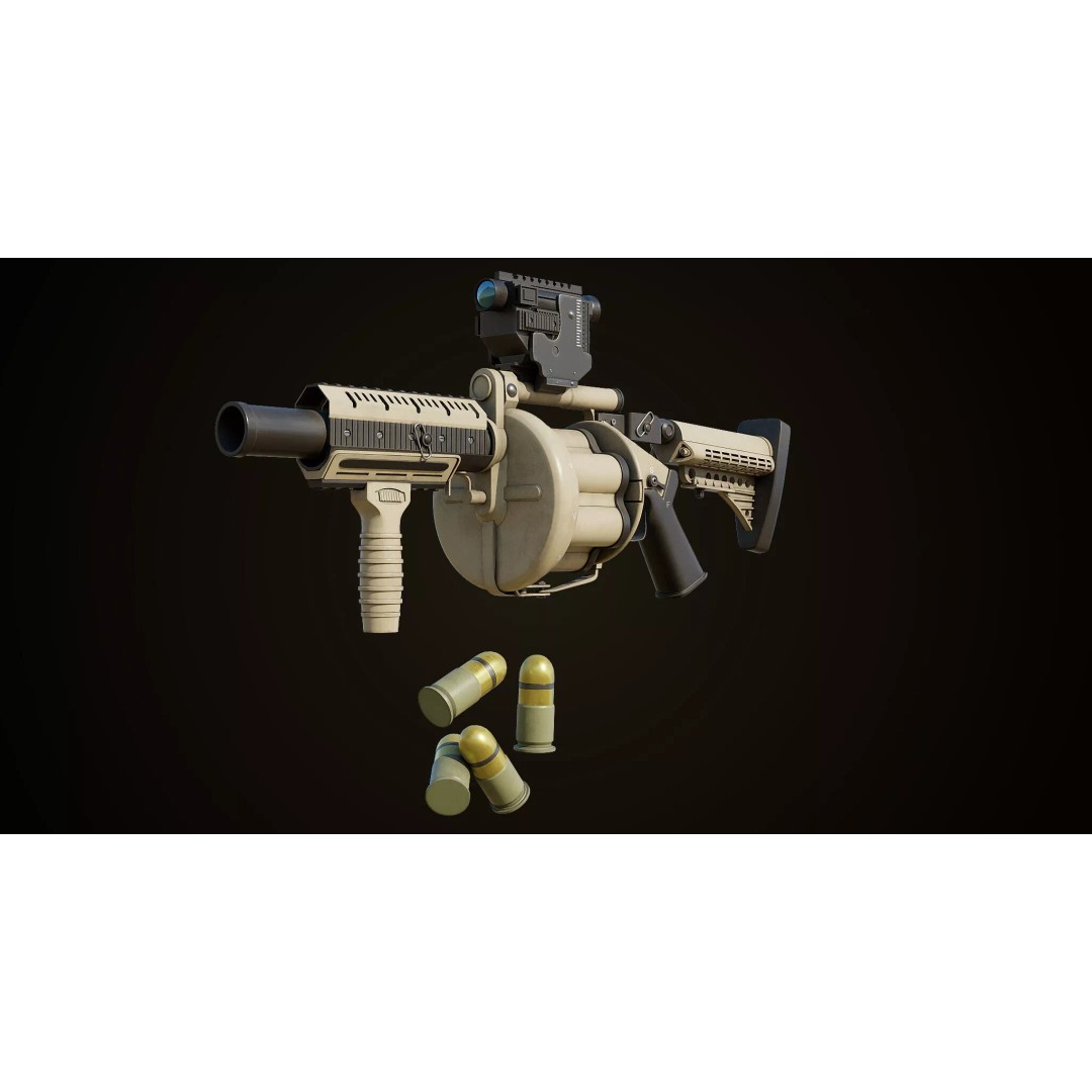 Grenade Launcher 3D Model – Low Poly Game Asset, PBR Textures, FBX - View 5