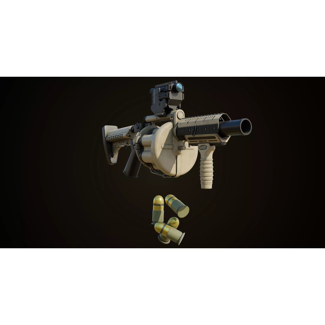 Grenade Launcher 3D Model – Low Poly Game Asset, PBR Textures, FBX - View 6