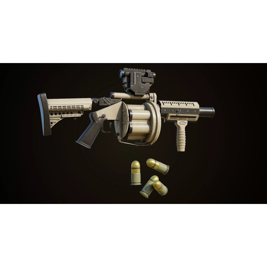 Grenade Launcher 3D Model – Low Poly Game Asset, PBR Textures, FBX - View 7