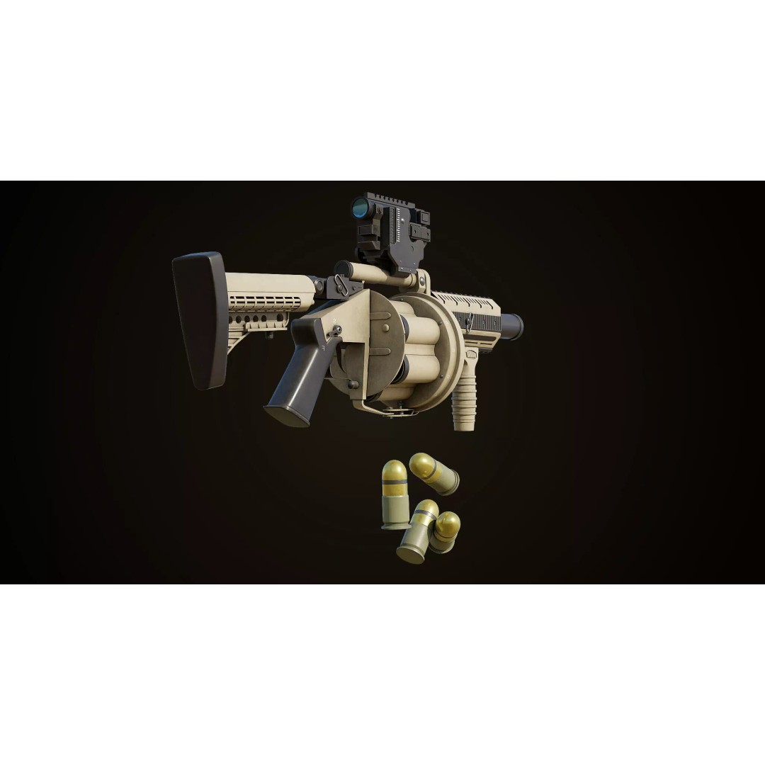 Grenade Launcher 3D Model – Low Poly Game Asset, PBR Textures, FBX - View 8