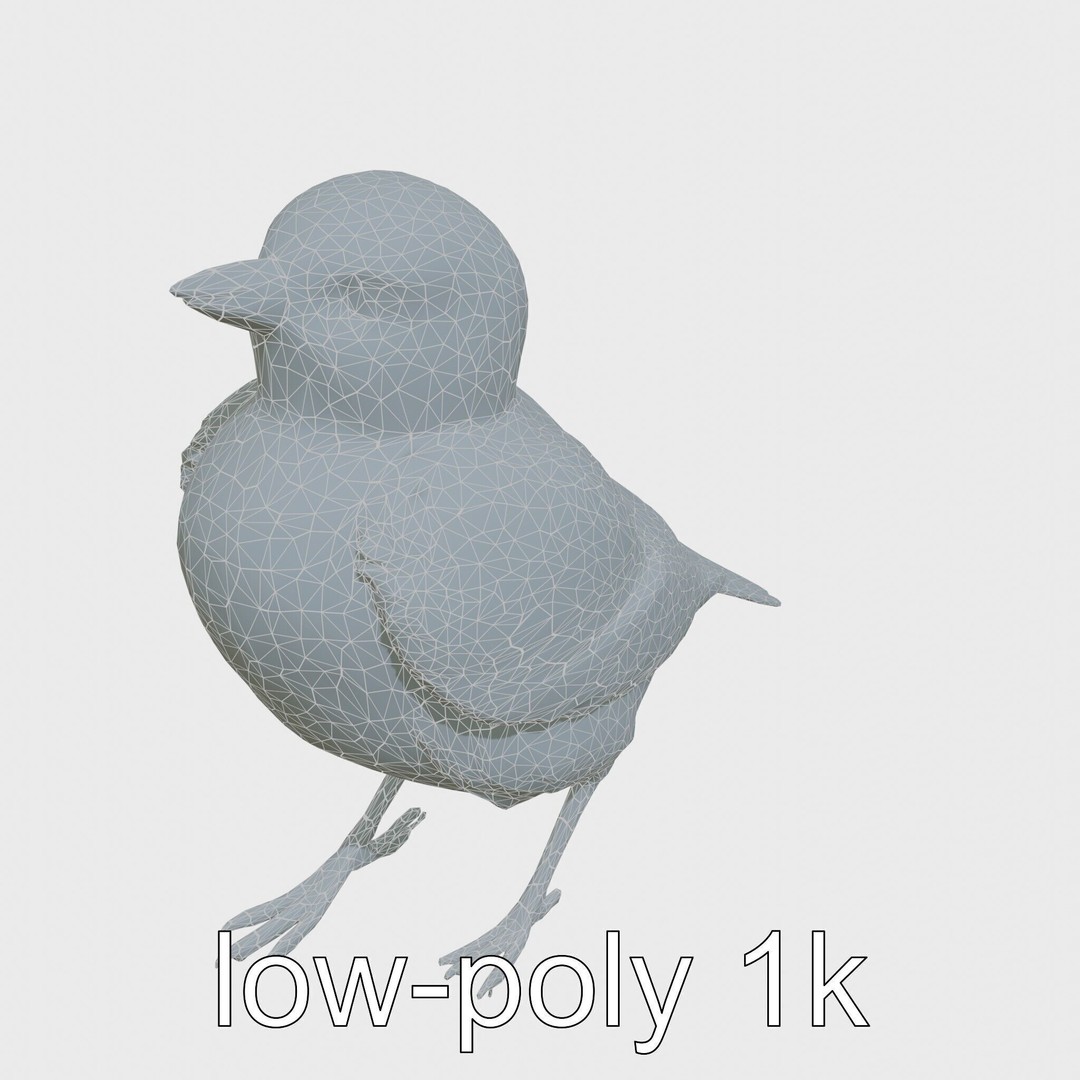 Rock Sparrow 3D Model – Low Poly PBR Bird Asset for Animation - View 21