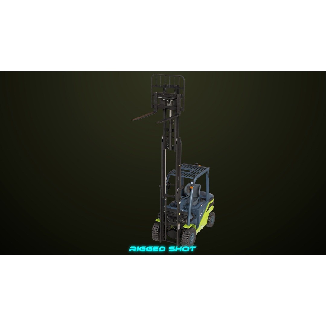Forklift Truck 3D Model – Low Poly PBR Game Asset, FBX & Blender - View 10